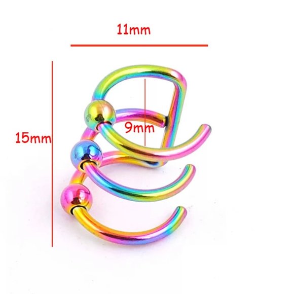 4pcs Triple Ear Cuff Hoop Earrings - Picture 5 of 9